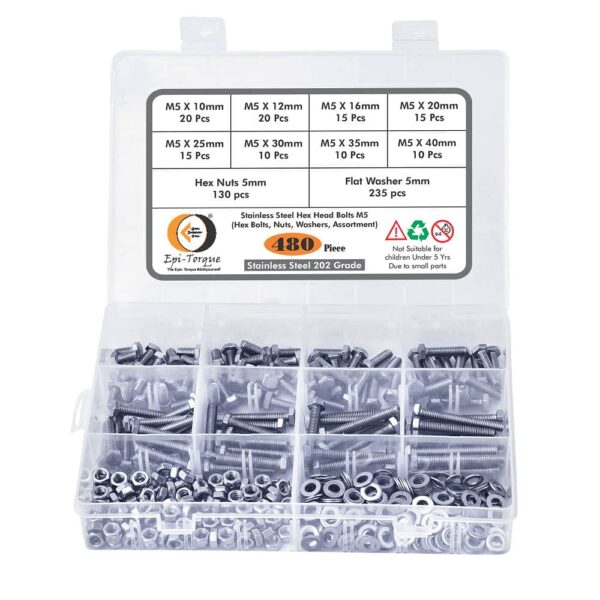 480-Pcs-M5-Dia-Stainless-Steel-Hex-Head-Bolts-Nuts-Washers-Assortment-Pack-1.jpg 480 Pcs Stainless Steel M5 Dia Hex Head Bolts With Matching Accessories Assortment Pack