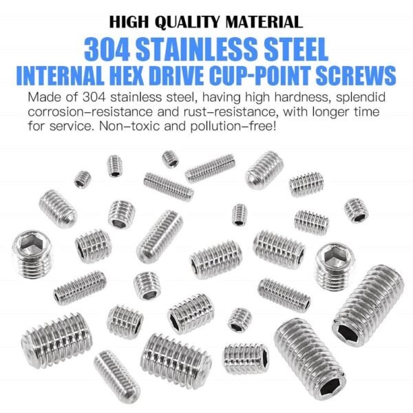 485 Pcs Stainless Steel Socket Set/Grub Screw 24 Sizes Assortment Pack