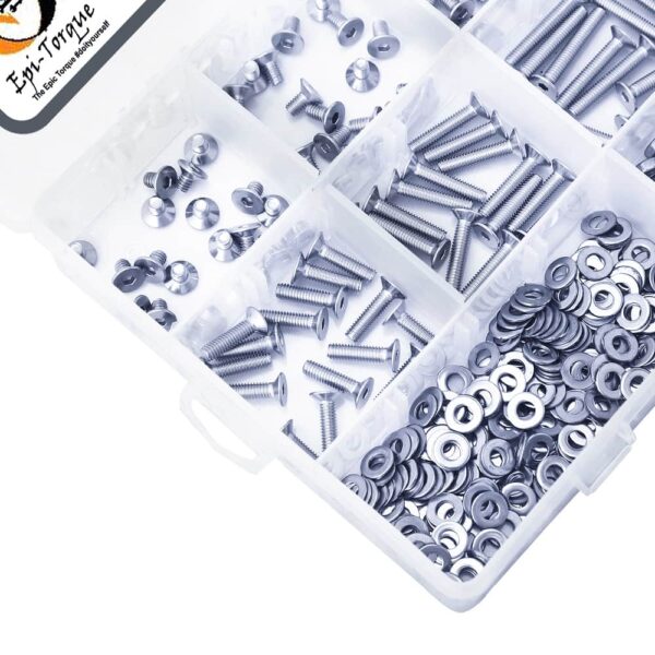 495 Pcs Stainless Steel M4 Dia Socket CSK Flat Head Bolts With Matching Accessories Assortment Pack