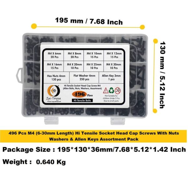 496-Pcs-M4-Dia-12.9-Grade-Hi-Tensile-Socket-Head-Allen-Bolts-Assortment-Pack-6.jpg 496 Pcs M4 Dia 12.9 Grade Hi Tensile Socket Head Allen Bolts With Matching Accessories Assortment Pack
