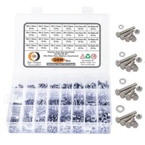 500-Pcs-M3-M4-M5-M6-Dia-Stainless-Steel-Hex-Head-Bolts-Nuts-Washers-Assortment-Pack-1.jpg 500 Pcs Stainless Steel M3 M4 M5 M6 Dia Hex Head Bolts With Matching Accessories Assortment Pack