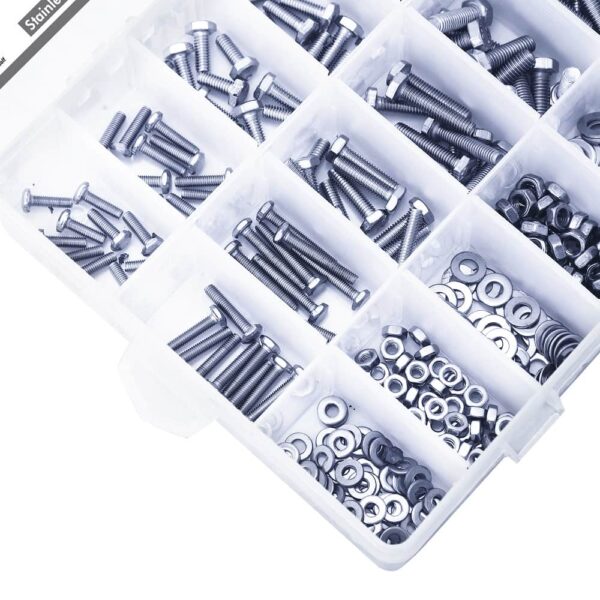 500-Pcs-M3-M4-M5-M6-Dia-Stainless-Steel-Hex-Head-Bolts-Nuts-Washers-Assortment-Pack-3.jpg 500 Pcs Stainless Steel M3 M4 M5 M6 Dia Hex Head Bolts With Matching Accessories Assortment Pack