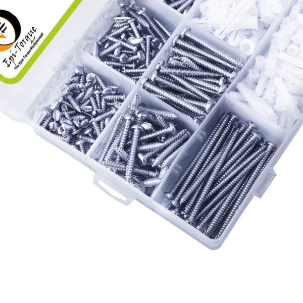 510 Pcs PAN Slotted Head Zinc Plated Screws Different sizes With Matching Rawl Plugs Assortment Pack