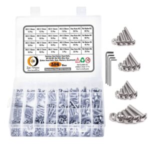 516-Pcs-M3-M4-M5-M6-Dia-Stainless-Steel-Button-Head-Bolt-Assortment-Pack-1.jpg 516 Pcs Stainless Steel M3 M4 M5 M6 Dia Socket Button Head Bolts With Matching Accessories Assortment Pack