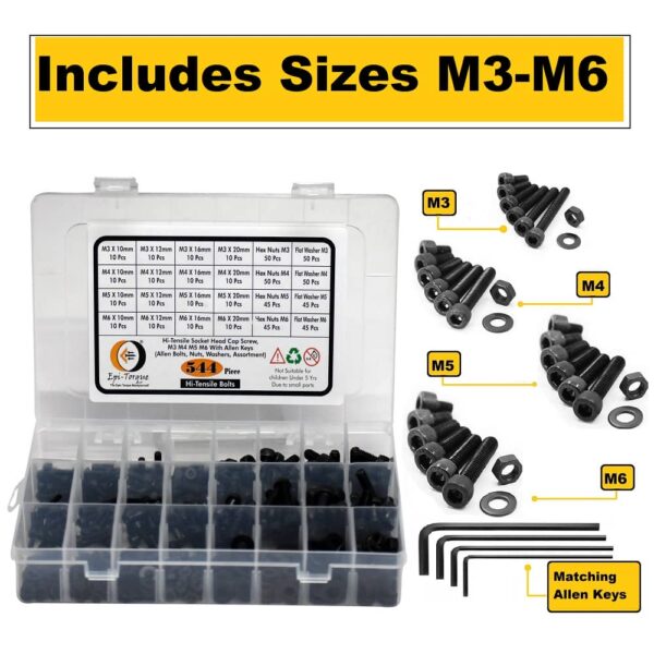 544-Pcs-M3-M4-M5-M6-Dia-12.9-Grade-Hi-Tensile-Socket-Head-Allen-Bolts-Assortment-Pack-3.jpg 544 Pcs M3 M4 M5 M6 Dia 12.9 Grade Hi Tensile Socket Head Allen Bolts With Matching Accessories Assortment Pack