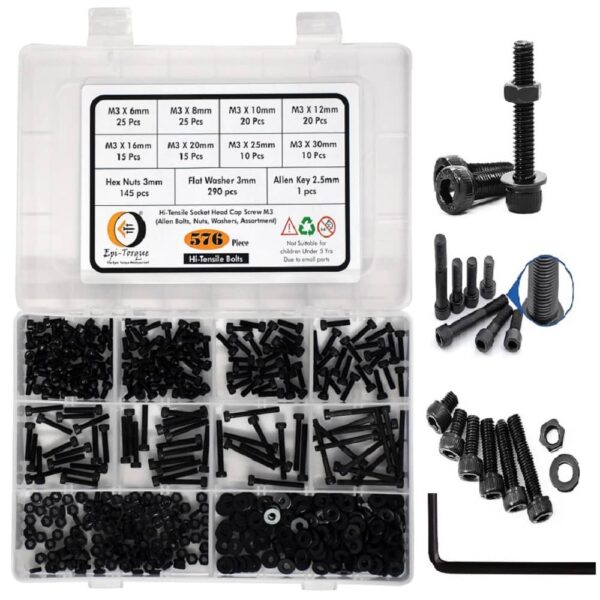 576-Pcs-M3-Dia-12.9-Grade-Hi-Tensile-Socket-Head-Allen-Bolts-Assortment-Pack-1.jpg 576 Pcs M3 Dia 12.9 Grade Hi Tensile Socket Head Allen Bolts With Matching Accessories Assortment Pack