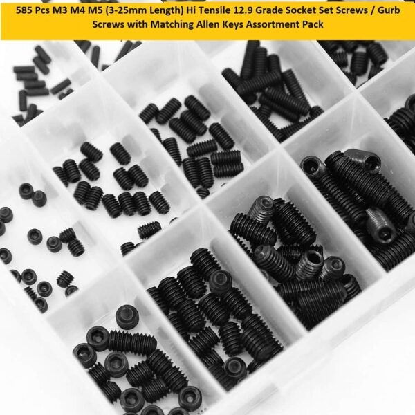 585 Pcs Hi-Tensile Socket Set/Grub Screw 24 Sizes Assortment Pack