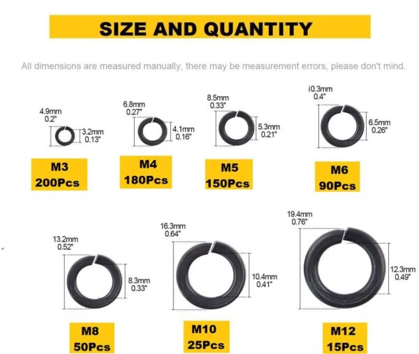 6115XHCqTwL._SL1084_.jpg 710 Pcs Hi-Tensile Spring Lock Split Lock Washer 7 Sizes M3-M12 Assortment Pack