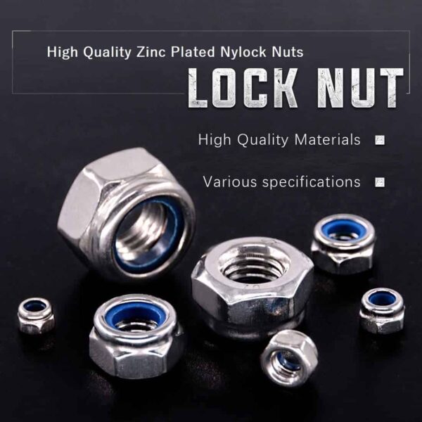 61zV31ExJ2L._SL1100_.jpg 662 Pcs Mild Steel Zinc Plated Metric Nylon Insert Lock Nut 7 Sizes M3 - M12 Assortment Pack