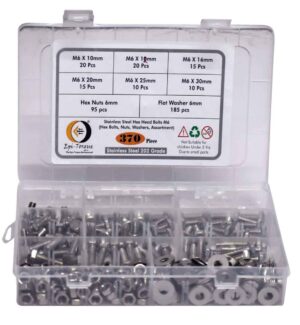 712cGP61alL._SL1255_.jpg 370 Pcs Stainless Steel M6 Dia Hex Head Bolts With Matching Accessories Assortment Pack