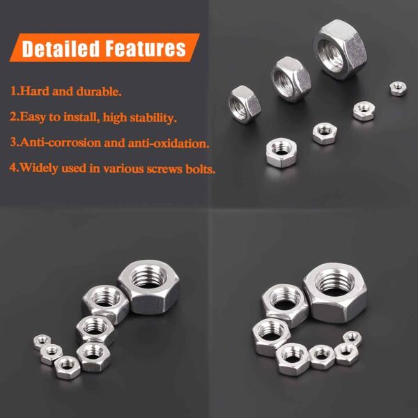714-xE-2kJL._SL1500_.jpg 740 Pcs Stainless Steel Hexagonal Nuts 7 Sizes M3-M12 Assortment Pack