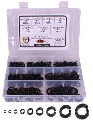710 Pcs Hi-Tensile Spring Lock Split Lock Washer 7 Sizes M3-M12 Assortment Pack