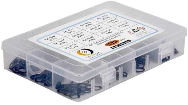 225 Pcs Hi Tensile External Circlip 12 Sizes 8-25mm Assortment Pack