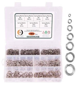 705 Pcs Stainless Steel Spring Lock Split Lock Washer 7 Sizes M3-M12 Assortment Pack