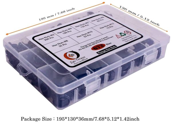 71dBfKEqg4L._SL1500_.jpg 672 Pcs Mild Steel Black Coated Flange Nuts 7 Sizes M3-M12 Assortment Pack