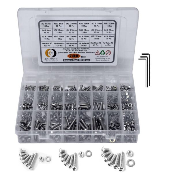780-Pcs-M3-M4-M5-Dia-Stainless-Steel-Button-Head-Bolt-Assortment-Pack-1.jpg 780 Pcs Stainless Steel M3 M4 M5 Dia Socket Button Head Bolts With Matching Accessories Assortment Pack