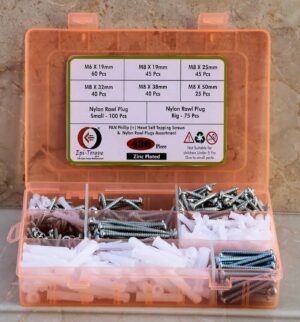 81BNkc9MvBL._SL1500_.jpg 430 Pcs PAN Phillip Plus Head Zinc Plated Screws Different sizes With Matching Rawl Plugs Assortment Pack