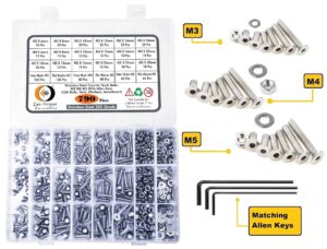 81CetV5C4L._SL1500_.jpg 790 Pcs Stainless Steel M3 M4 M5 Dia Socket CSK Flat Head Bolts With Matching Accessories Assortment Pack