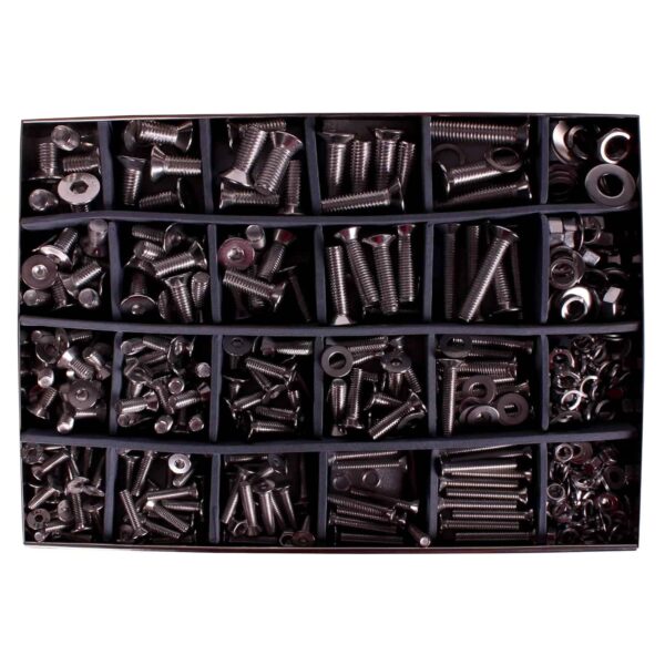 853 Pcs Stainless Steel M6 M8 M10 M12 Dia Socket CSK Flat Head Bolts With Matching Accessories Assortment Pack