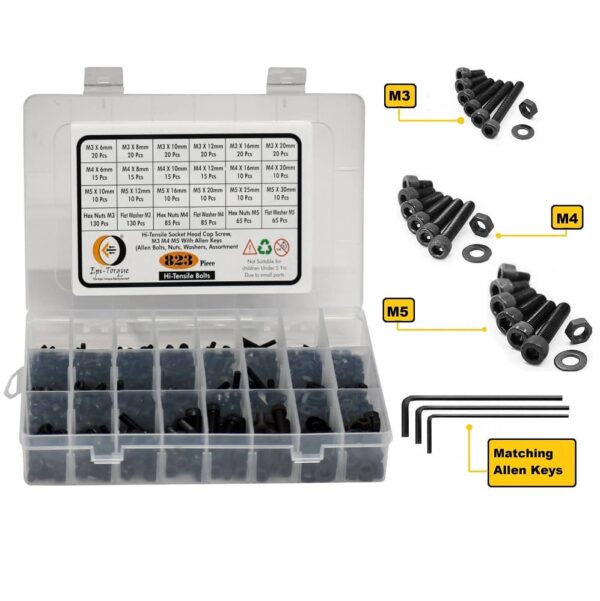 823-Pcs-M3-M4-M5-Dia-12.9-Grade-Hi-Tensile-Socket-Head-Allen-Bolts-Assortment-Pack-3.jpg 823 Pcs M3 M4 M5 Dia 12.9 Grade Hi Tensile Socket Head Allen Bolts With Matching Accessories Assortment Pack
