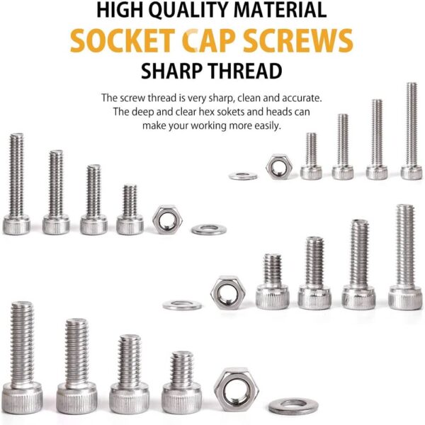 851-Pcs-M6-M8-M10-M12-Dia-Stainless-Steel-Socket-Head-Allen-Bolts-Assortment-Pack-3.jpg 851 Pcs Stainless Steel M6 M8 M10 M12 Dia Socket Head Allen Bolts With Matching Accessories Assortment Pack