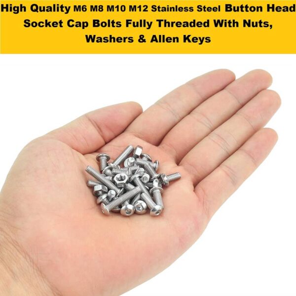 855-Pcs-M6-M8-M10-M12-Dia-Stainless-Steel-Button-Head-Bolts-Assortment-Pack-4.jpg 855 Pcs Stainless Steel M6 M8 M10 M12 Dia Socket Button Head Bolts With Matching Accessories Assortment Pack