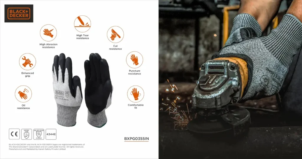 BLACK DECKER BXPG0355IN Safety Gloves For Construction Work
