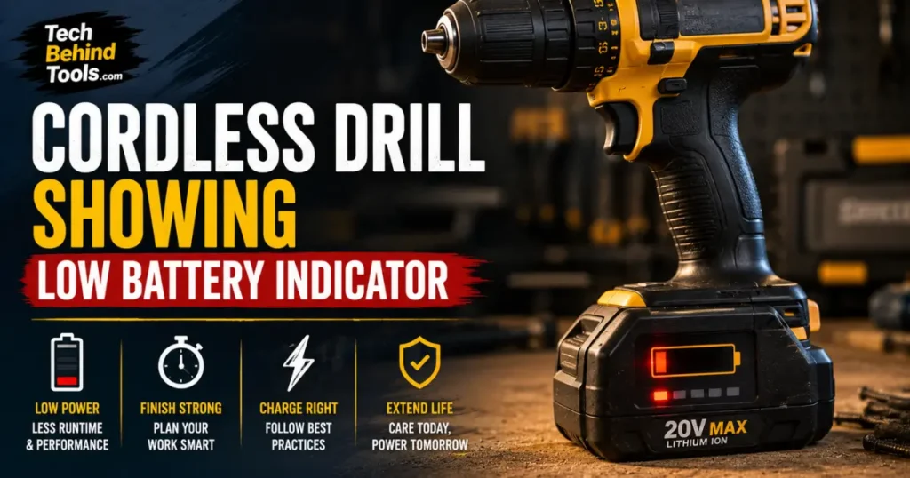 Low battery indicator on a cordless power tool