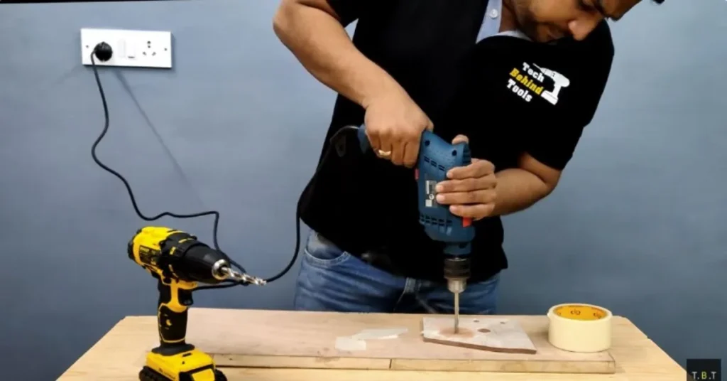 Masking tape preventing drill bit wandering on tile