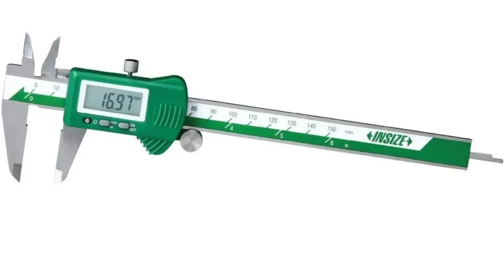 Insize 200mm caliper measuring a flange