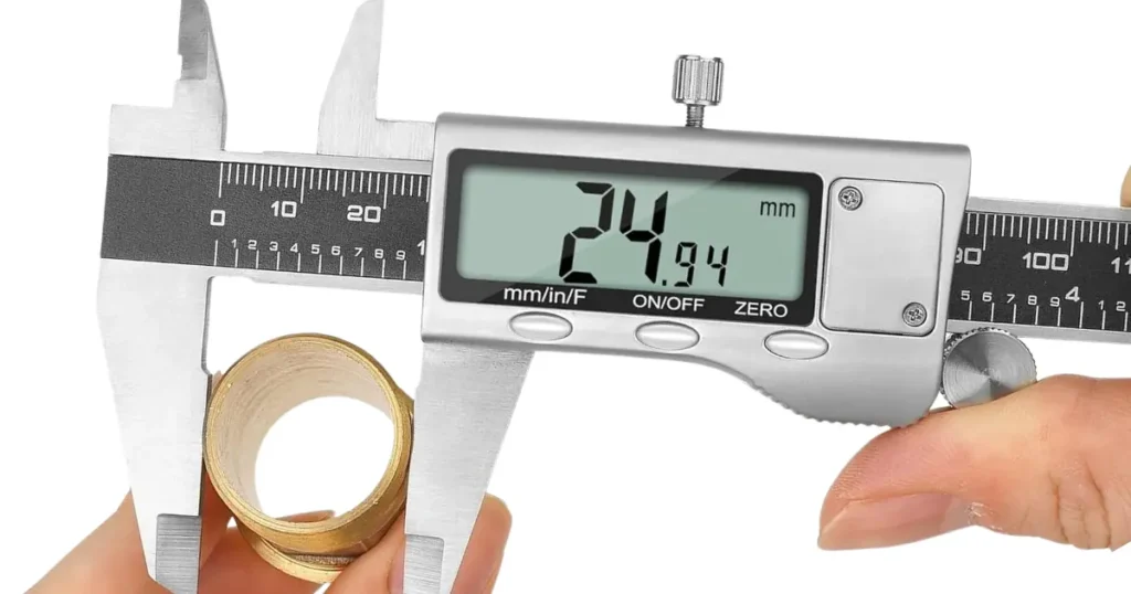 Jiavarry caliper measuring a hex bolt.