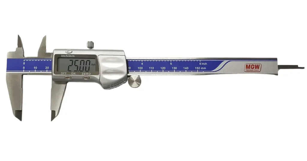 MGW caliper inspecting a machined part
