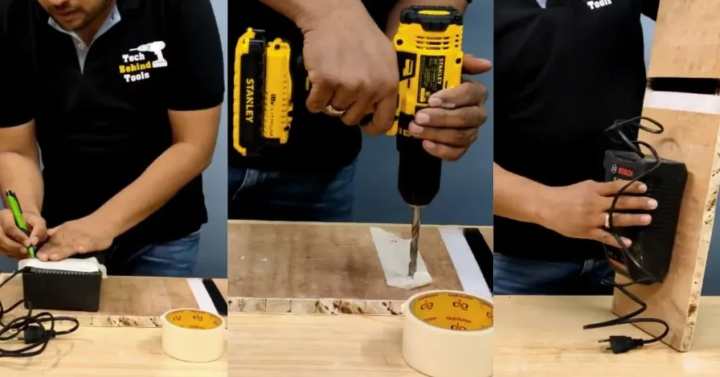 Picture frame mounting template made with masking tape