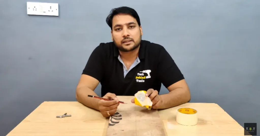 Measuring tape used with masking tape for recording measurements.