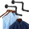 Pipecraft RAVTO BLACK – Industrial Wall Mounted L-Shaped GI Pipe Clothing Rack Set of 2