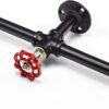 Pipe Craft REDLINQ – 12-inch Industrial Valve Towel & Tissue Holder | Iron Pipe Bar with Red Tap Handle | Rustic Vintage Wall Mounted Hardware | Black Finish