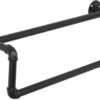 Pipecraft STACKRO – Industrial Double-Layer Iron Pipe Clothing Rack | Wall Mounted Garment Bar & Towel Holder | Heavy-Duty Rustic Closet Organizer | Matte Black Finish