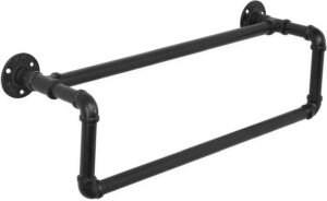Pipecraft STACKRO – Industrial Double-Layer Iron Pipe Clothing Rack | Wall Mounted Garment Bar & Towel Holder | Heavy-Duty Rustic Closet Organizer | Matte Black Finish Pipecraft STACKRO – Industrial Double-Layer Iron Pipe Clothing Rack | Wall Mounted Garment Bar & Towel Holder | Heavy-Duty Rustic Closet Organizer | Matte Black Finish