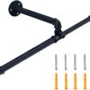 Pipecraft CANTRO – Industrial Iron Pipe Double-Bar Clothes Rack | Wall Mounted Garment Hanging Rod with Dual Arms | Matte Black Finish