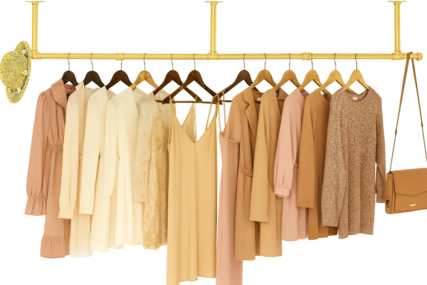 Pipecraft SKYLINQ GOLD – Extra-Long Industrial Ceiling Mounted Clothing Rack, Heavy-Duty GI Pipe for Bedroom, Boutique, and Retail Display, Premium Gold Finish