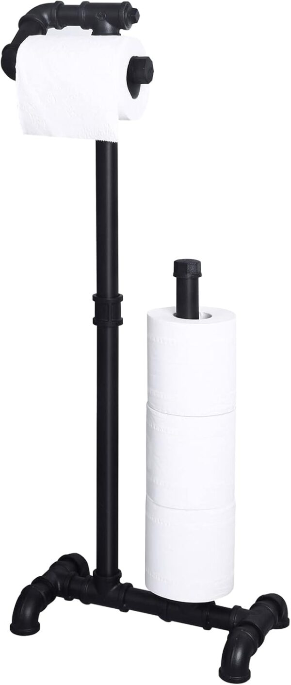 Pipe Craft GRUNDO – Industrial Free-Standing Toilet Paper Holder with Storage | Heavy-Duty Iron Pipe Bathroom Stand | Fits Standard & Jumbo Rolls | Matte Black Rustic Design Pipe Craft GRUNDO – Industrial Free-Standing Toilet Paper Holder with Storage | Heavy-Duty Iron Pipe Bathroom Stand | Fits Standard & Jumbo Rolls | Matte Black Rustic Design