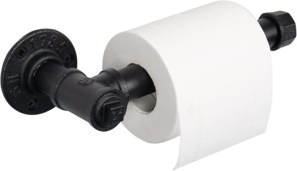 Pipe Craft NUTO – Industrial Iron Pipe Toilet Paper Holder | Rustic Wall Mounted Tissue Holder for Bathroom | Heavy-Duty Matte Black Finish Pipe Craft NUTO – Industrial Iron Pipe Toilet Paper Holder | Rustic Wall Mounted Tissue Holder for Bathroom | Heavy-Duty Matte Black Finish