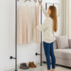 Pipe Craft MINARA – Industrial Wall & Floor Mounted Clothing Rack | Heavy-Duty GI Pipe Garment Hanging System for Bedroom, Closet, Boutique & Laundry Rooms | Strong Metal Wardrobe Bar | Matte Black Finish