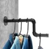 Pipe Craft RAVTO BLACK – Industrial Wall Mounted L-Shaped GI Pipe Clothing Rack Set of 2