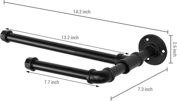 Pipe Craft TWINZ – Industrial Iron Pipe Paper Towel & Cloth Holder | Wall Mounted Dual Kitchen Roll Rack | Heavy-Duty Rustic Hardware | Matte Black Finish