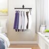 Pipecraft CANTRO – Industrial Iron Pipe Double-Bar Clothes Rack | Wall Mounted Garment Hanging Rod with Dual Arms | Matte Black Finish