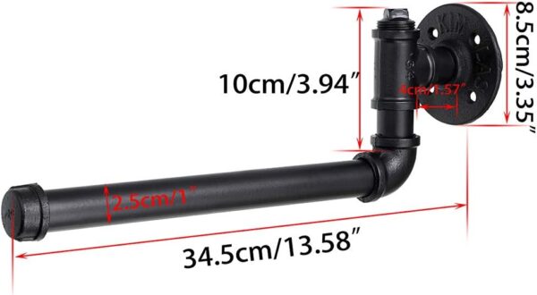 2 Pipe Craft ANGRO – 12-inch Industrial Wall Mounted Clothing Bar | Heavy-Duty Iron Pipe Garment Hanging Rod for Closet, Bedroom & Laundry | Matte Black Finish