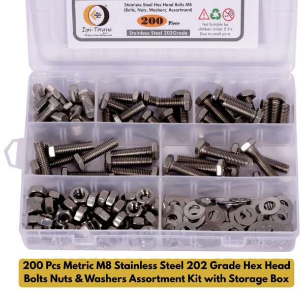 Metric M8 Stainless Steel 202 Grade Hex Head Bolts
