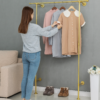 Pipe Craft MINARA GOLD – Luxury Industrial Wall & Floor Mounted Clothing Rack | Heavy-Duty Gold GI Pipe Garment Hanging System for Bedroom, Closet, Boutique & Laundry Rooms | Strong Metal Wardrobe Bar | Premium Gold Finish