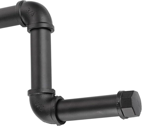 Pipe Craft RAVTO BLACK – Industrial Wall Mounted L-Shaped GI Pipe Clothing Rack Set of 2